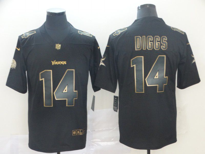 Men Minnesota Vikings 14 Diggs Nike Vapor Limited Black Golden NFL Jerseys